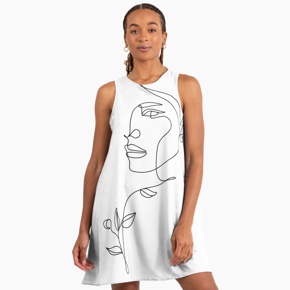 Woman Line Drawing Art" A-Line Dress for Sale by OneLinePrint | Redbubble Woman Line Drawing Art" A-Line Dress for Sale by OneLinePrint | Redbubble