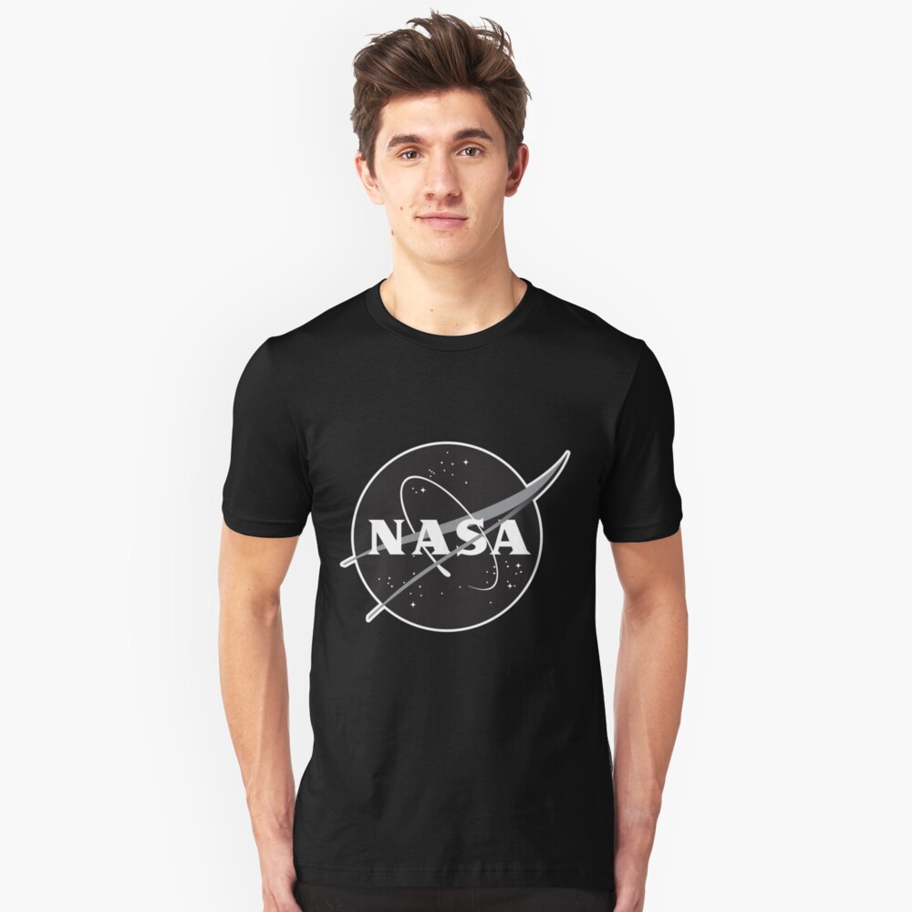 NASA Black (with white border) Slim Fit T-Shirt