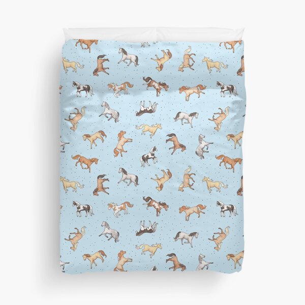 Scattered Horses spotty on light blue pattern Duvet Cover