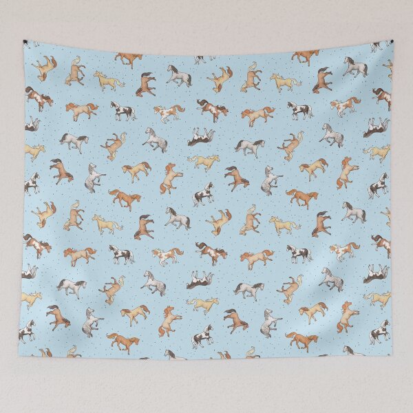 Item preview, Scattered Horses spotty on light blue pattern designed and sold by HazelFisher.