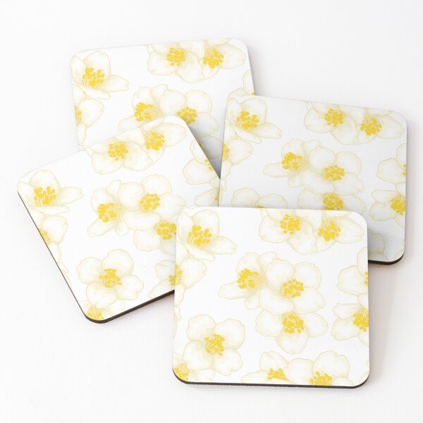 Item preview, seamless pattern branch white flower jasmine with graphic watercolour style isolated on white background. Hand-draw digital art branch flowers. designed and sold by Yevheniia Hulinska.