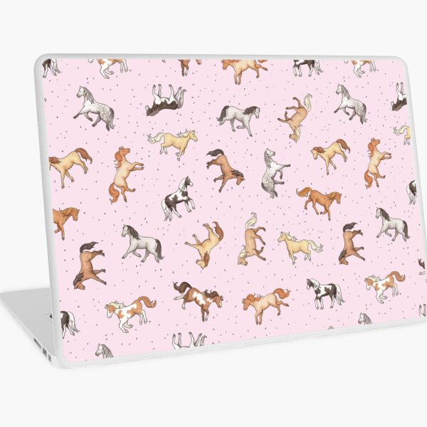 Scattered Horses spotty on cherry blossom pink pattern Laptop Skin