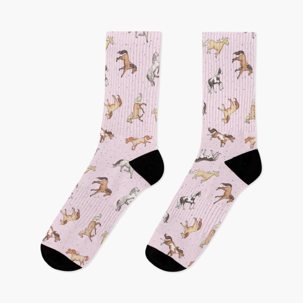 Item preview, Scattered Horses spotty on cherry blossom pink pattern designed and sold by HazelFisher.