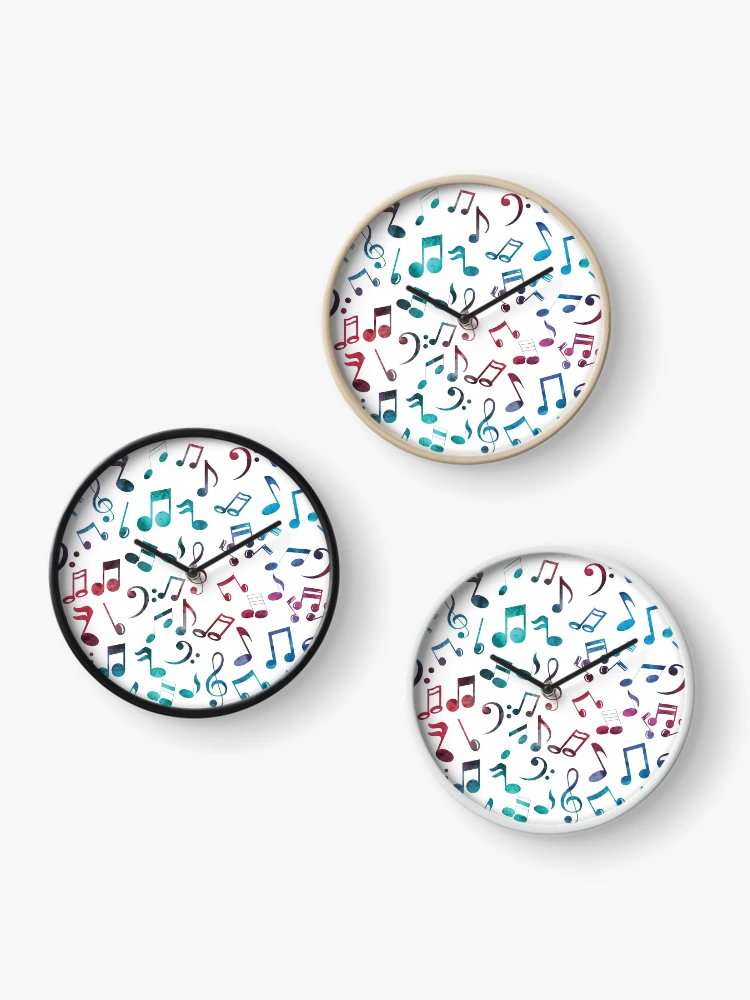 Thumbnail 3 of 4, Clock, Multi Color Music Notes Pattern designed and sold by Primroaddesigns.