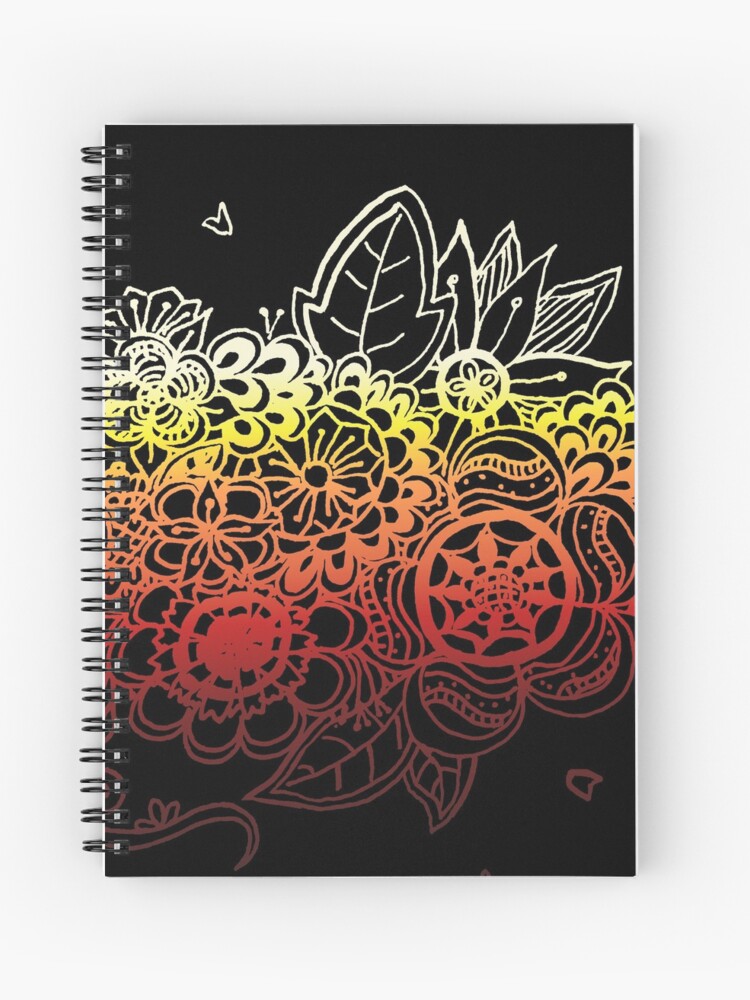 Rainbow Floral Design on Scratch Paper, Zentangle inspired