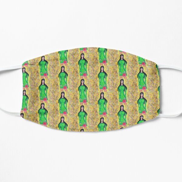FASHION ILLUSTRATION GREEN DRESS Mask