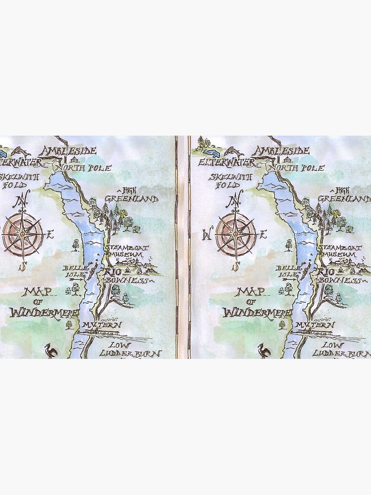 Swallows and Amazons map of Windermere in spring colours - by SophieNeville