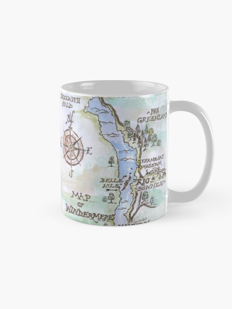 Alternate view of Swallows and Amazons map of Windermere in spring colours -  Coffee Mug