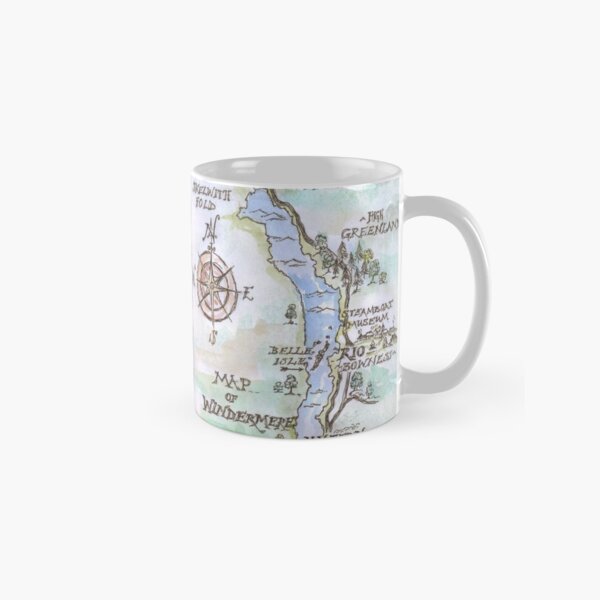 Swallows and Amazons map of Windermere in spring colours - Classic Mug