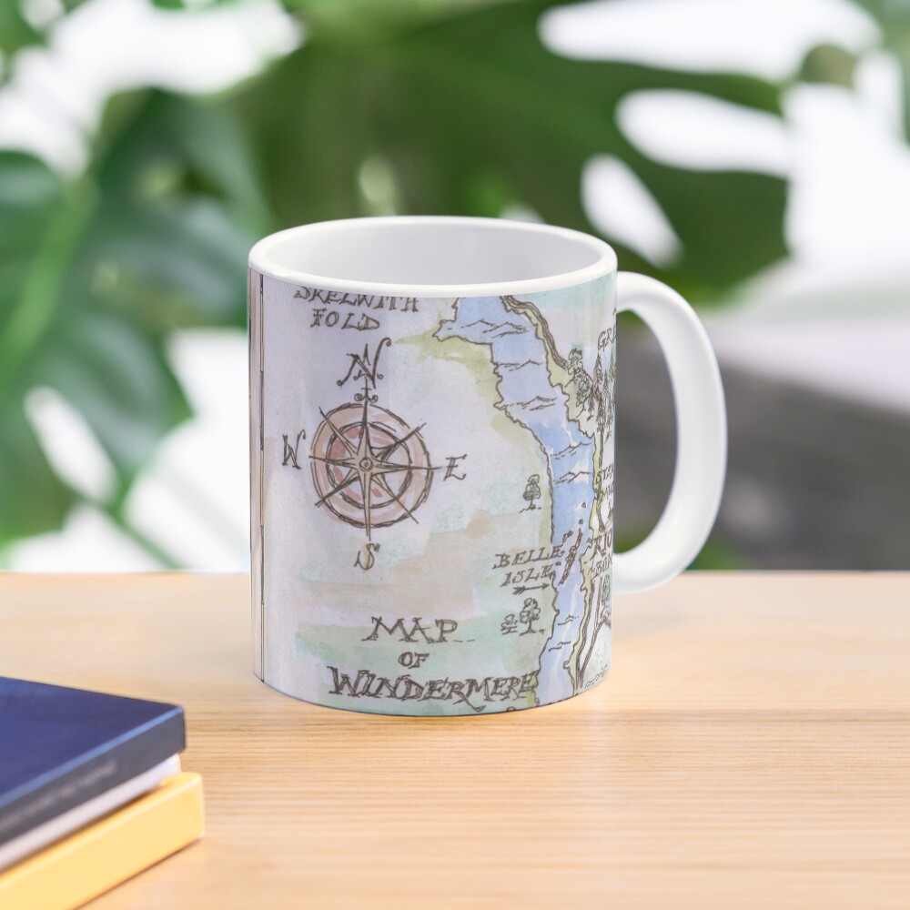 Swallows and Amazons map of Windermere in spring colours - Coffee Mug