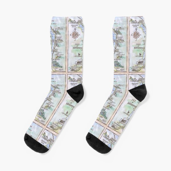 Swallows and Amazons map of Windermere in spring colours - Socks