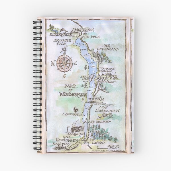 Item preview, Swallows and Amazons map of Windermere in spring colours -  designed and sold by SophieNeville.