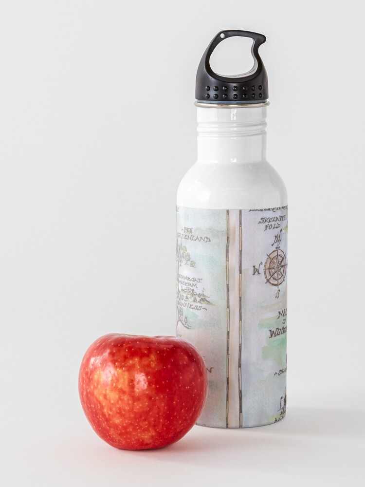 Alternate view of Swallows and Amazons map of Windermere in spring colours - Water Bottle