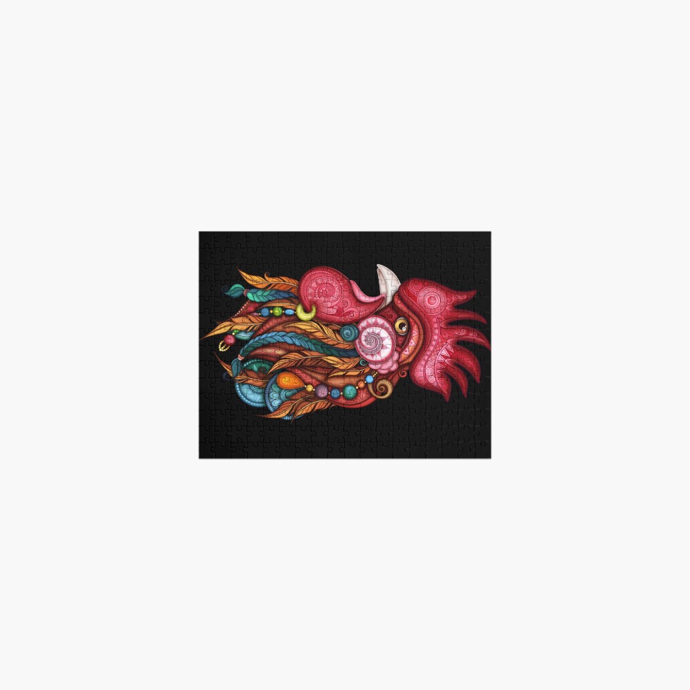 Tribal Rooster Design Jigsaw Puzzle