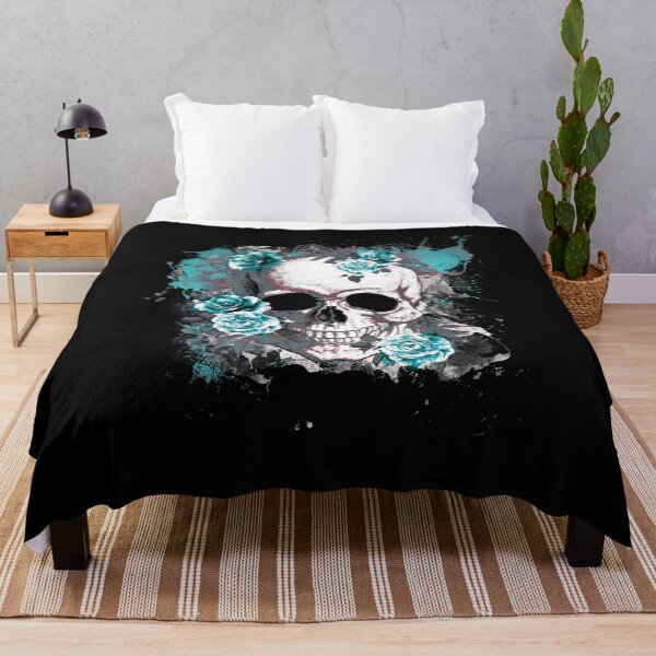 Item preview, Skull human anatomy floral, turquoise watercolor roses,mask cool, funny,cute designed and sold by Collagedream.