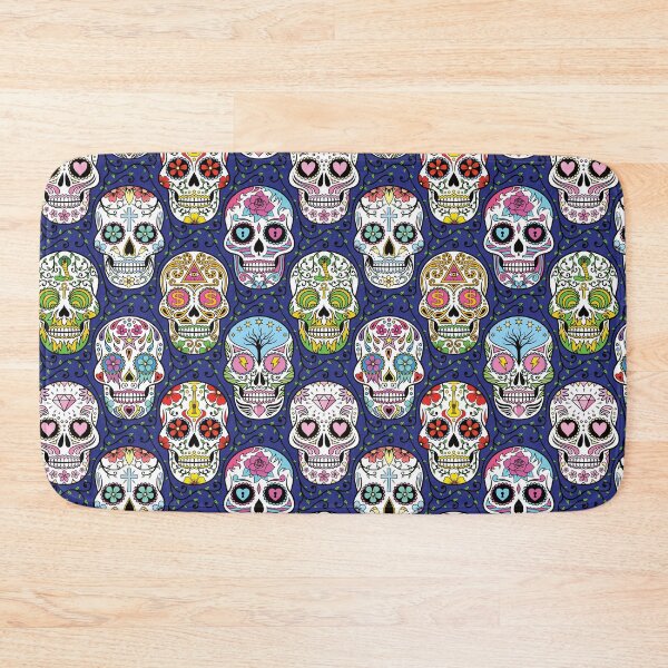 Aperçu de l'œuvre Sugar Skull Mexican bleu foncé créée et vendue par Fangpunk.