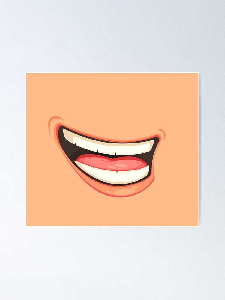  Póster «Hombres Dibujos Animados Boca Masculina Expresión Emoción Sonrisa Feliz Risa» de noirty