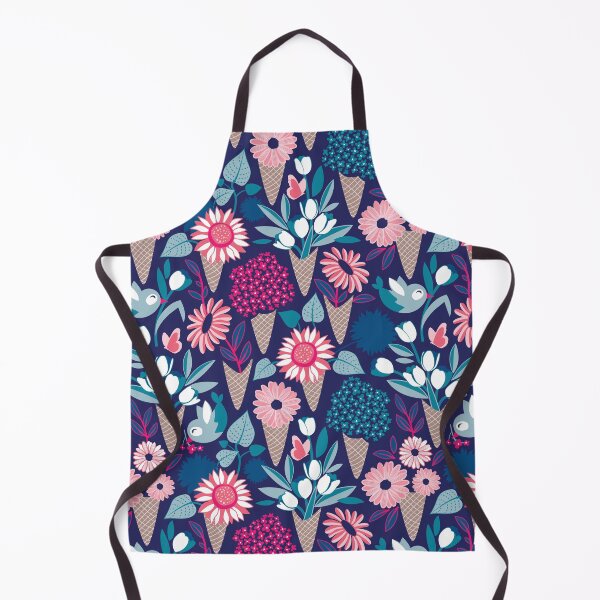 Item preview, Midsummer I scream flower cones // navy blue background blue teal and pink flowers bouquets designed and sold by SelmaCardoso.