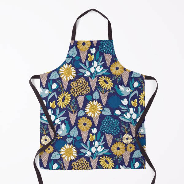 Item preview, Midsummer I scream flower cones // navy blue background blue teal and yellow flowers bouquets designed and sold by SelmaCardoso.