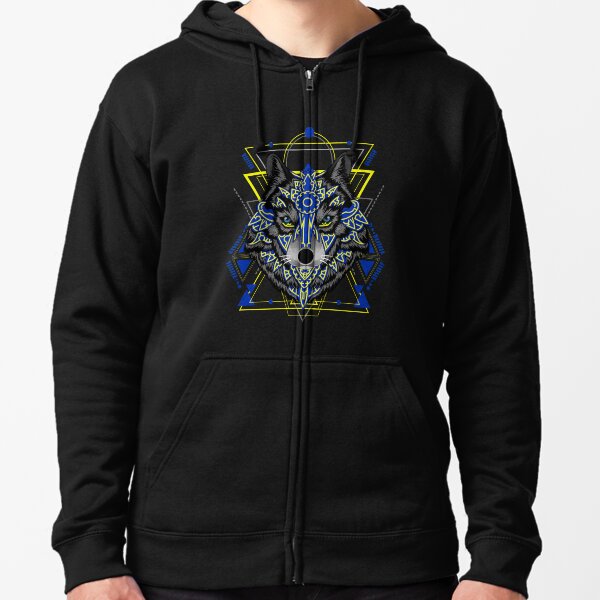 geometric wolf hoodie