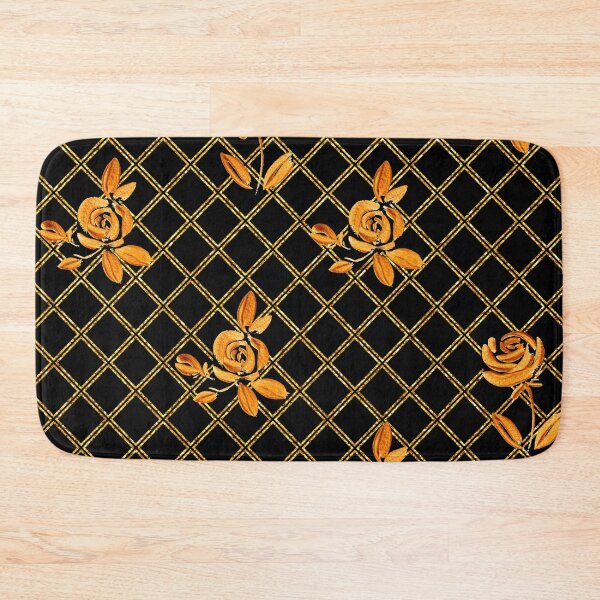 Item preview, Gold roses on a golden grid on black background designed and sold by LaBeauteEtMoi.