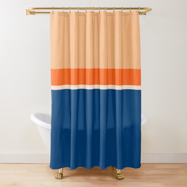 "Lines Print Blue, Orange and Yellow" Shower Curtain by BeatrisVeres Redbubble