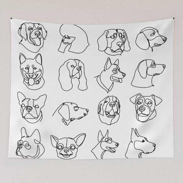 Item preview, Dog line drawing portrait. Continuous line art.  Dog breeds designed and sold by OneLinePrint.