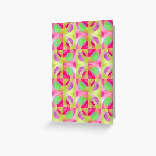 Bright Geometric Pattern on pink ground Greeting Card