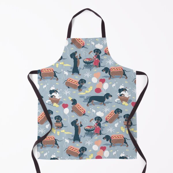 “Hot dogs and lemonade // pastel blue background navy and brown