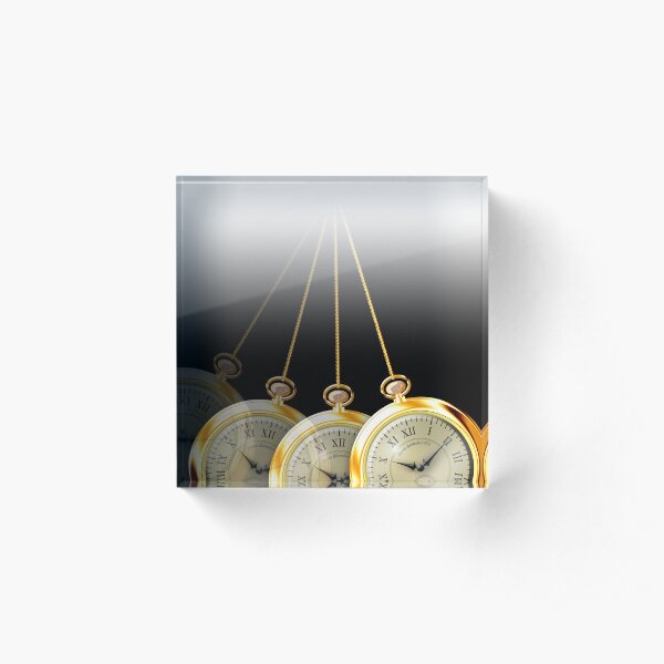 Swinging Pocket Watch - Black Background Acrylic Block