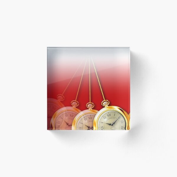 Swinging Pocket Watch for Hypnotists - Red Background Acrylic Block