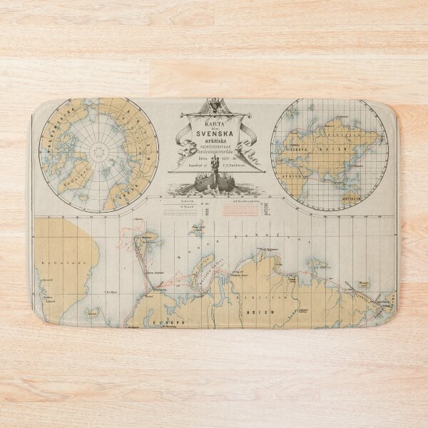 Item preview, Vintage Arctic & North Pole Explorations Map (1880) designed and sold by BravuraMedia.