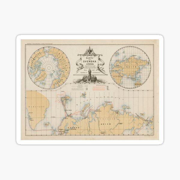 Item preview, Vintage Arctic & North Pole Explorations Map (1880) designed and sold by BravuraMedia.