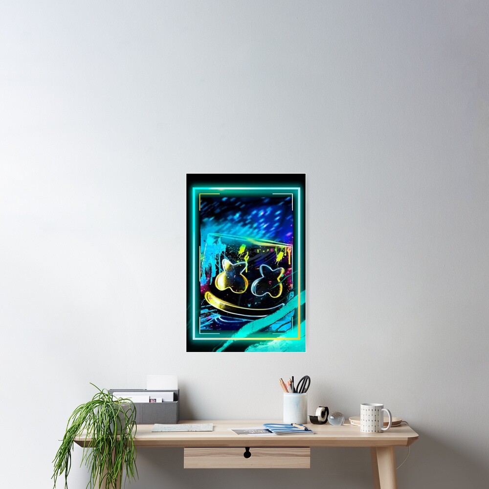 "marshmellow dj merch neon cool" Poster by greaperbean42 | Redbubble