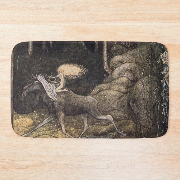 Artikelvorschau, Moose rider mother of the forest Vintage John Bauer fantasy artwork entworfen und verkauft von Vintage Designs +.