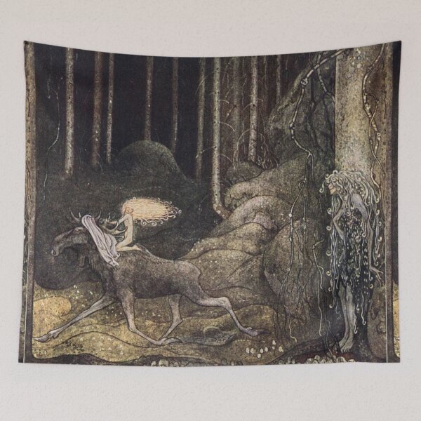 Item preview, Moose rider mother of the forest Vintage John Bauer fantasy artwork designed and sold by Vintage Designs +.