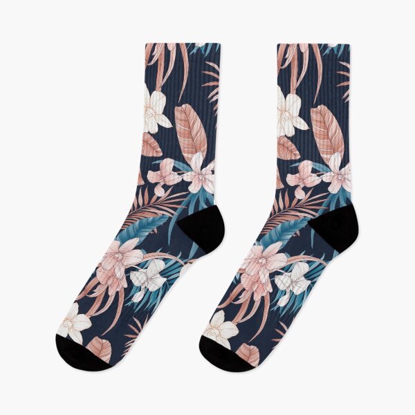 Item preview, TROPICAL ORCHID PRINT IN NAVY designed and sold by STUDIOFLOW.