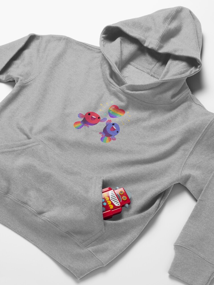 Alternate view of Rainbow guppy 4 Kids Pullover Hoodie