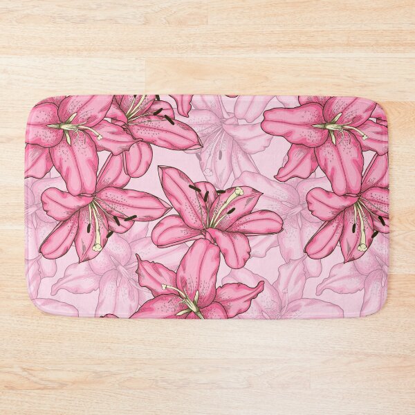 Item preview, Beautiful seamless background with pink lily. Hand-drawn contour lines and strokes. Perfect background  designed and sold by Yevheniia Hulinska.