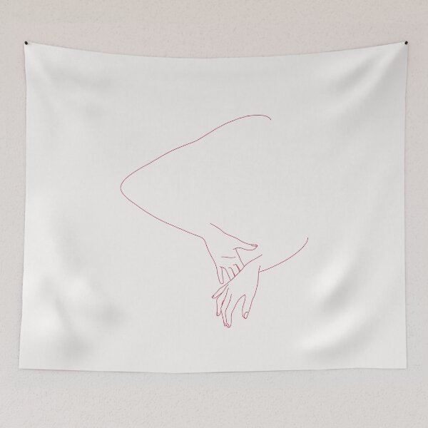Item preview, Red hands line drawing illustration - Zorah designed and sold by TheColourStudy.