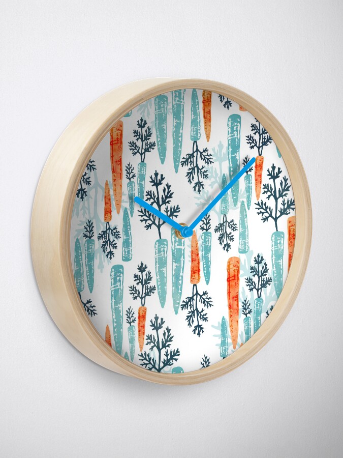 Alternate view of Watercolor carrot repeat on white Clock