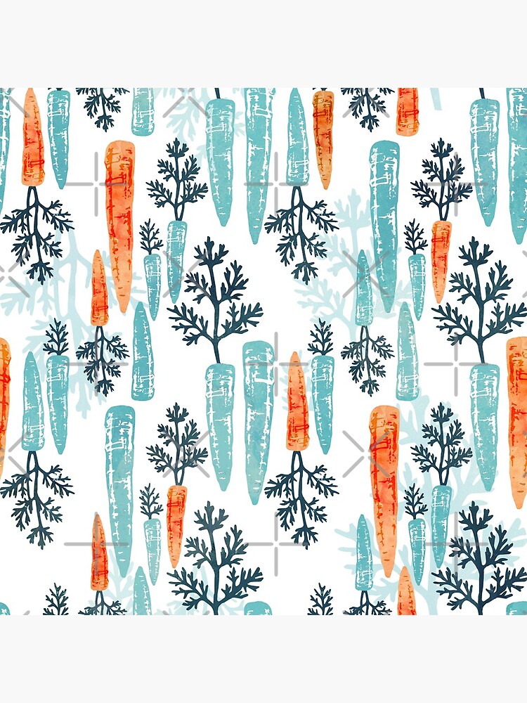 Watercolor carrot repeat on white by adenaJ