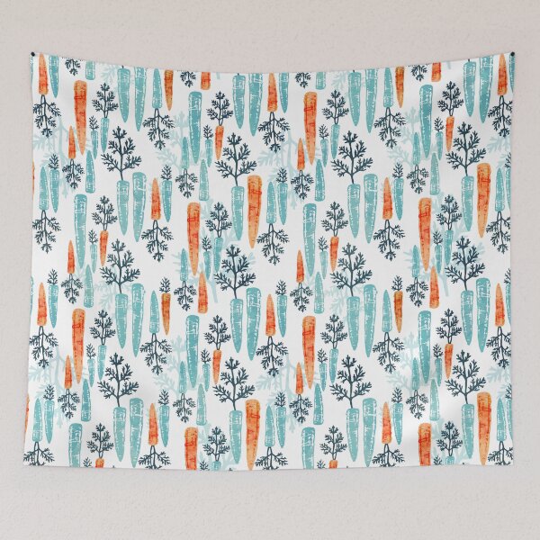 Item preview, Watercolor carrot repeat on white designed and sold by adenaJ.