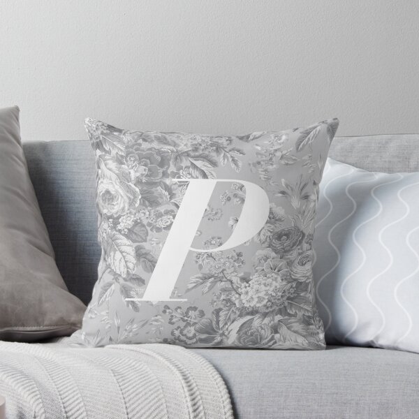 Item preview, P Letter, Vintage Alphabet - Botanical Monogram - Silver Grey designed and sold by mydoodlesateme.
