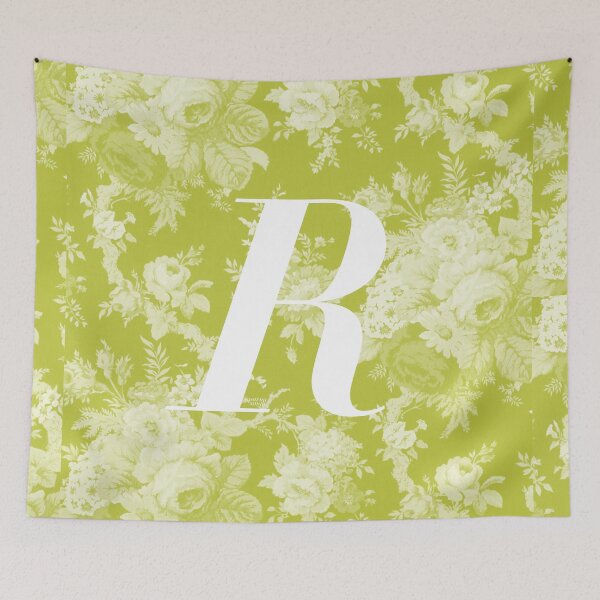 Aperçu de l'œuvre Lettre R, Alphabet Vintage - Monogramme Botanique - Vert Chaud créée et vendue par mydoodlesateme.