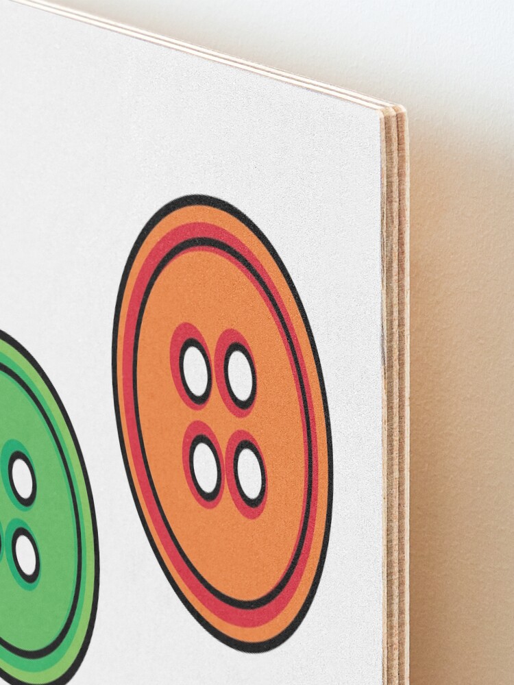 Alternate view of three multicoloured buttons Mounted Print
