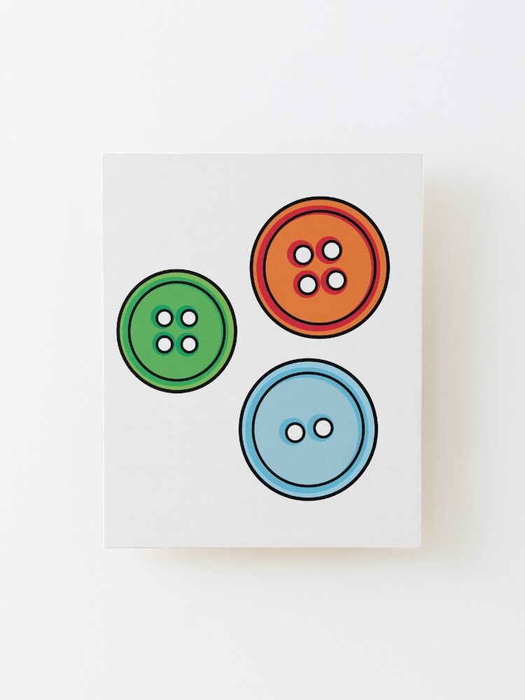 Alternate view of three multicoloured buttons Mounted Print