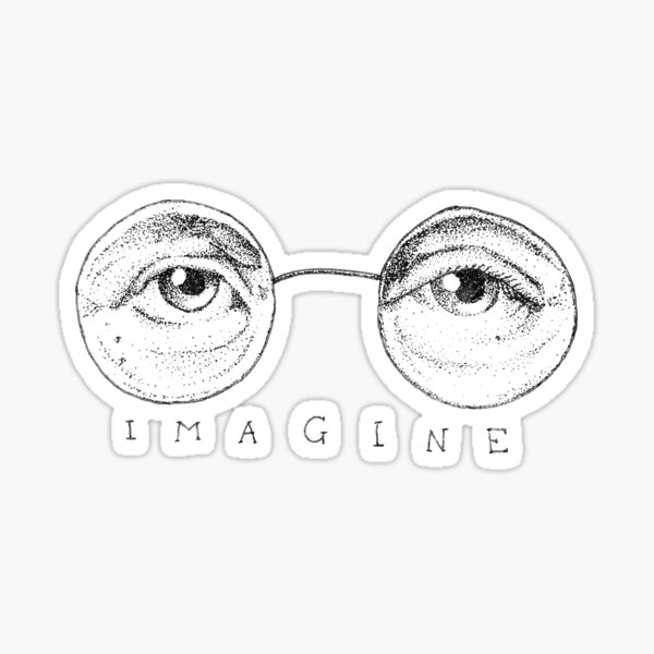 Vinyl Decal *** IMAGINE *** Peace Glasses John Lennon Beatles Car Laptop Sticker 