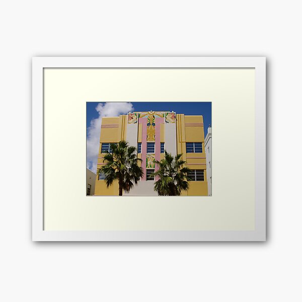 Geometric Miami South Beach Art Deco Building Facade Framed Art Print