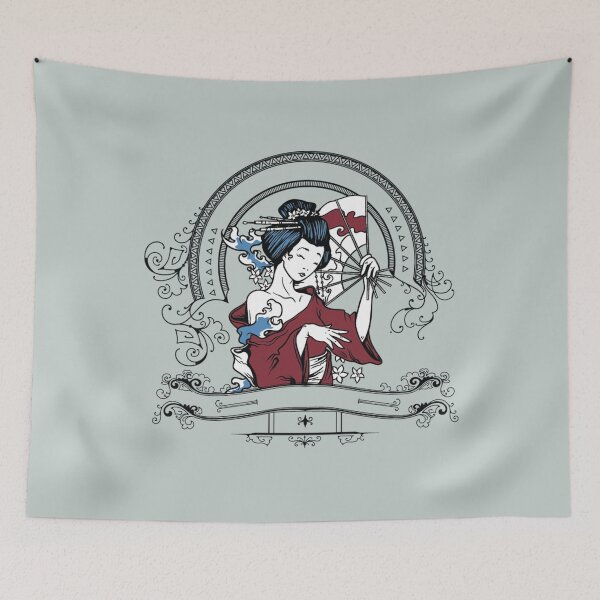 Item preview, Japanese lady with a hand fan - cute Japanese graphic lover Gift designed and sold by Teenation9.